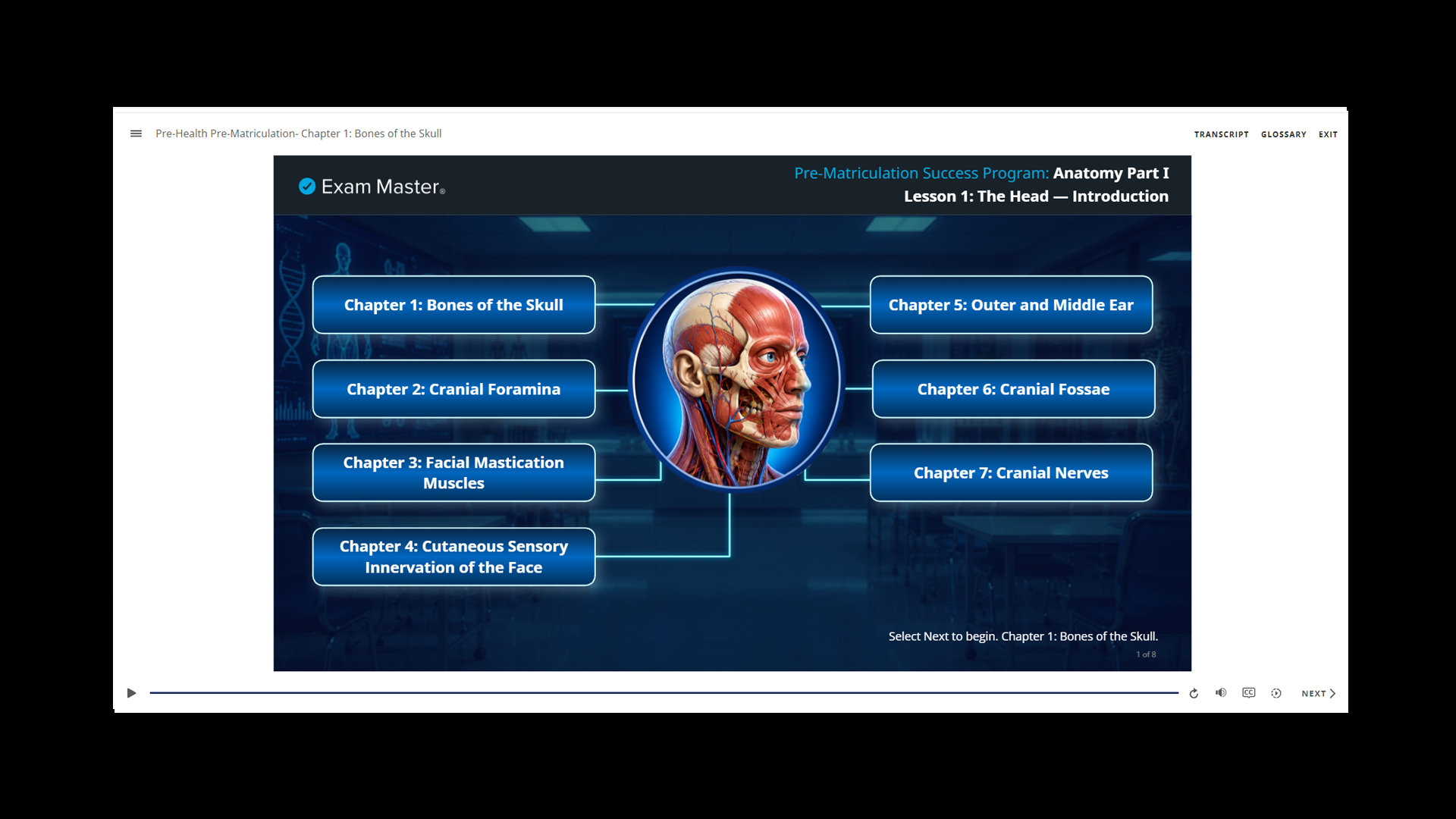 Course entry screen